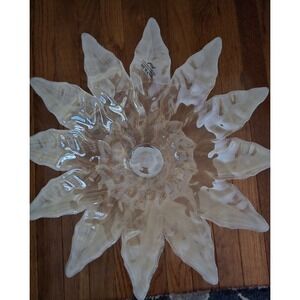 Murano Art Glass Iceberg Champ/Peach Leaf Bowl Lavorazione Arte Italy 15.5"x 5"